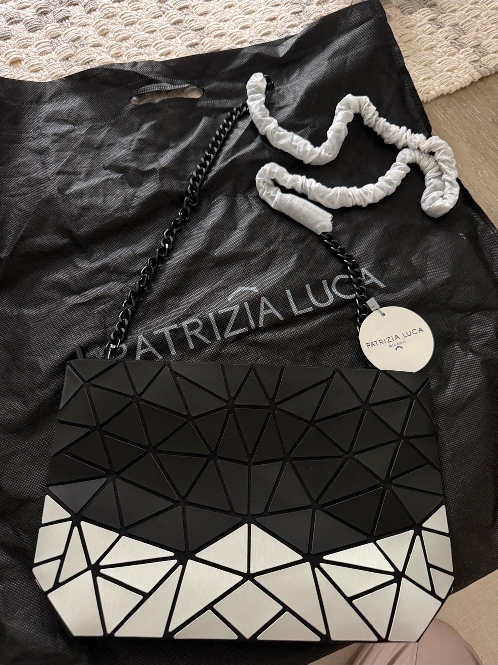 Patrizia Luca Black & silver Geometric Crossbody Bag NWT